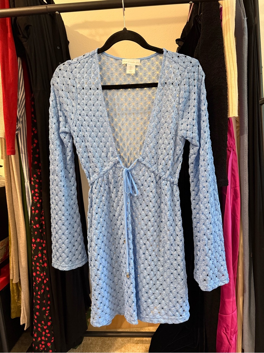 Light Blue Crochet Swim Coverup